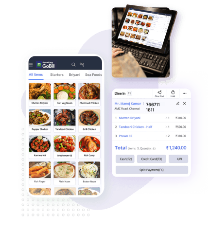 GoBill Restaurant Billing App Interface
